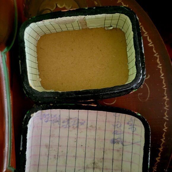 Vintage Lacquer Tea Box Trinket Box Black with Flowers Highly Collectible - Picture 3 of 3